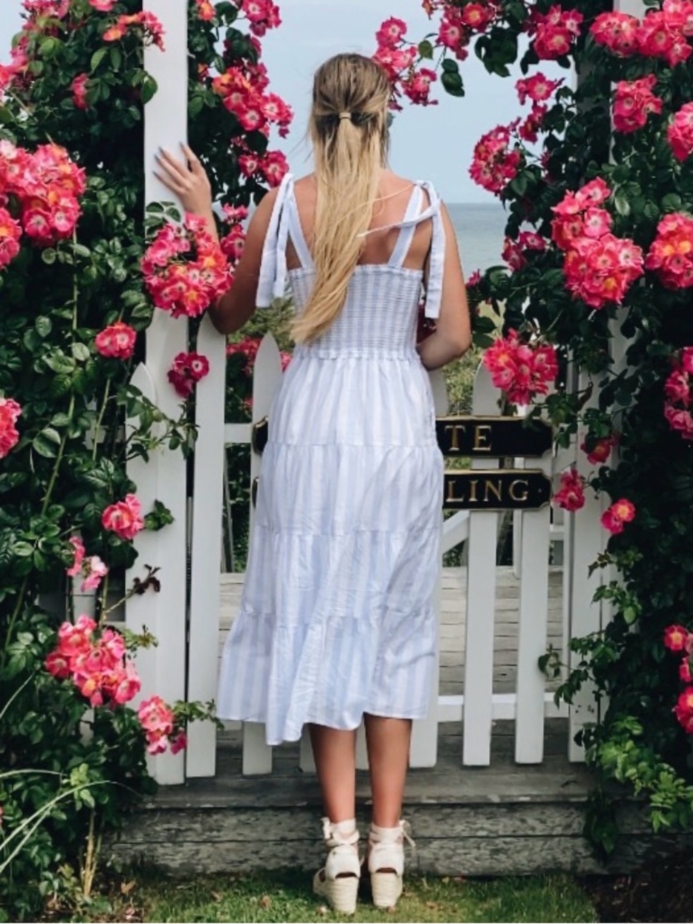 JCrew Blue and White Striped Dress